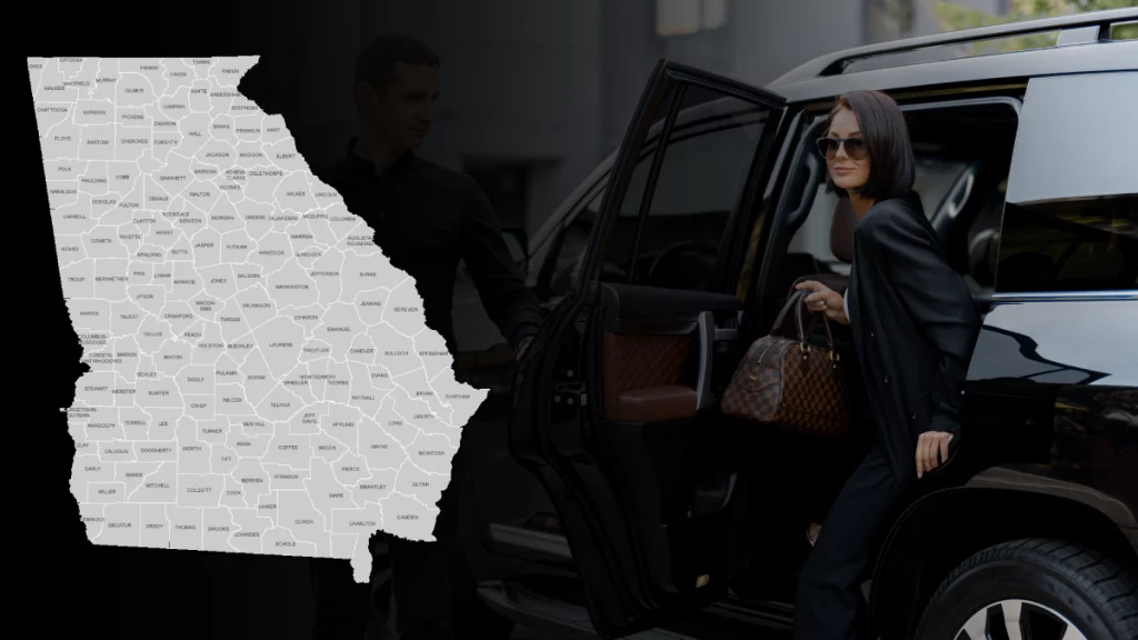 Counties in Georgia Map with Limo and Car Service