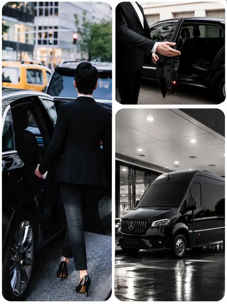 Atlanta airport car service chauffeur opening luxury vehicle door near ATL Airport